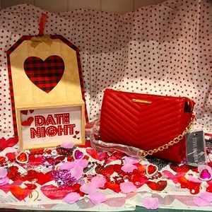 Steve Madden Crimson Red Blexi Chevron Quilted Crossbody Purse